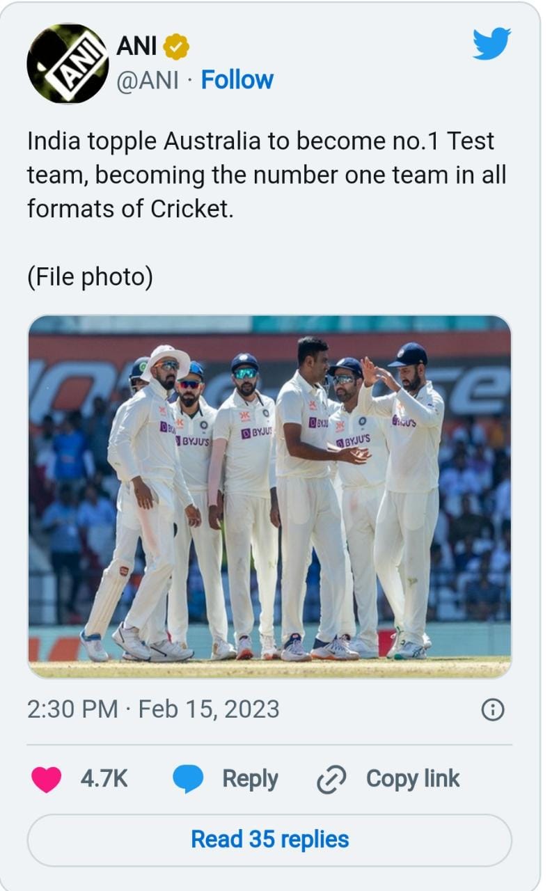 ಟೆಸ್ಟ್‌, ಏಕದಿನ, T20 ಮೂರೂ ಮಾದರಿಗಳಲ್ಲಿ ನಂ.1 ಸ್ಥಾನಕ್ಕೆ ಏರಿದ ಭಾರತ : ಐಸಿಸಿ ಟೆಸ್ಟ್ ಶ್ರೇಯಾಂಕದಲ್ಲಿ 2ನೇ ಸ್ಥಾನಕ್ಕೆ ಏರಿದ ಸ್ಪಿನ್ನರ್‌ ಅಶ್ವಿನ್