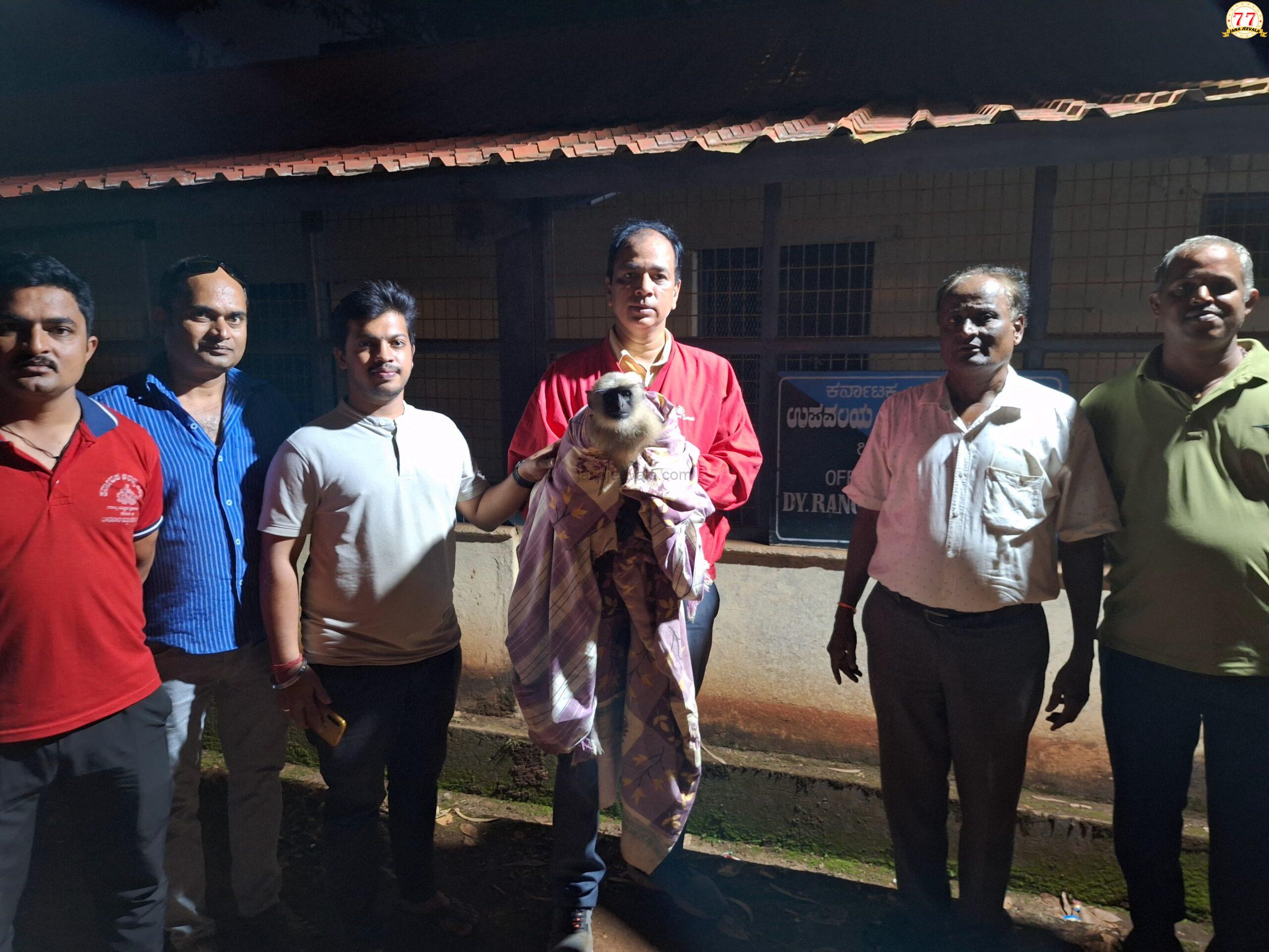 ಬಿದ್ದು ನರಳಾಡುತ್ತಿದ್ದ ಮಂಗನಿಗೆ ಚಿಕಿತ್ಸೆ-ಪ್ರಾಣಿ ದಯೆ ಮೆರೆದ ರಾಮತೀರ್ಥನಗರ ರಹವಾಸಿಗಳು