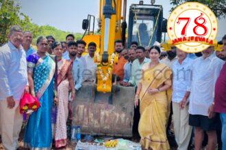 ಸಂಪರ್ಕ ರಸ್ತೆ ಕಾಮಗಾರಿಗೆ ಪೂಜೆ ಸಲ್ಲಿಸಿದ ಸಚಿವೆ ಲಕ್ಷ್ಮೀ ಹೆಬ್ಬಾಳಕರ್