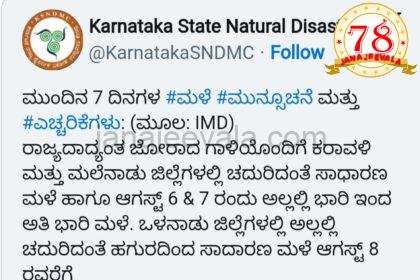 ಕರ್ನಾಟಕದ ಹಲವು ಜಿಲ್ಲೆಗಳಲ್ಲಿ ಗಾಳಿಮಳೆಯ ಮುನ್ಸೂಚನೆ