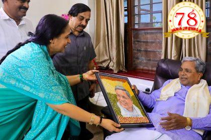 ಸಹಸ್ರ ಕಾಳುಗಳನ್ನು ಒಳಗೊಂಡ ಭಾವಚಿತ್ರವನ್ನು ಸಿಎಂಗೆ ನೀಡಿದ ಶಾಲಿನಿ ರಜನೀಶ