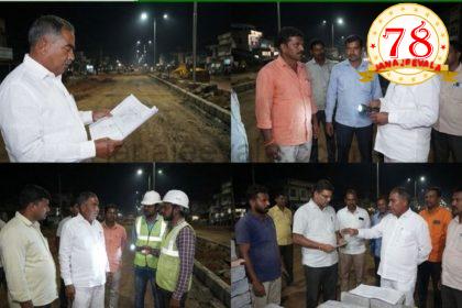 ರಸ್ತೆ ಕಾಮಗಾರಿ ಗುಣಮಟ್ಟದ ಬಗ್ಗೆ ರಾತ್ರಿಯೇ ಸ್ಥಳಕ್ಕೆ ತೆರಳಿ ಪರಿಶೀಲನೆ ನಡೆಸಿದ ಶಾಸಕರು
